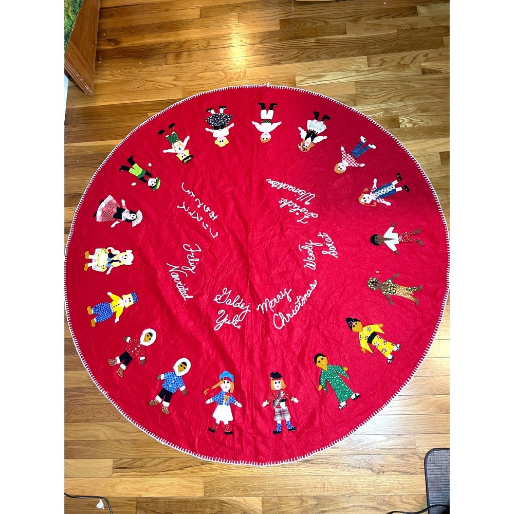 Vtg Bucilla Children of the World Finished Felt Tablecloth Tree Mat Wall Hanging
